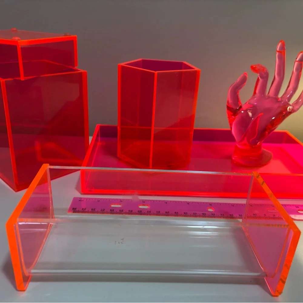Neon Pink and Orange Acrylic Organizer Set - Picture 6 of 6